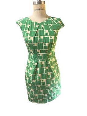 Banana Republic Green Geometric Print Sheath Dress Size 2